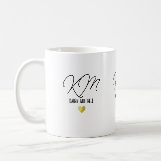 Black Coffee Tasse Mit Monogramm mit Liebe Herz (Links)