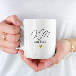 Black Coffee Tasse Mit Monogramm mit Liebe Herz