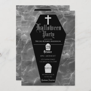 Black Coffin Grabstein Gothic Halloween-Party Einladung