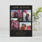 Black Collage Wedding Gold Heart 4 Fotos Covid19 (Stehend Vorderseite)