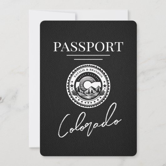 Black Colorado Passport Save the Date (Vorderseite)