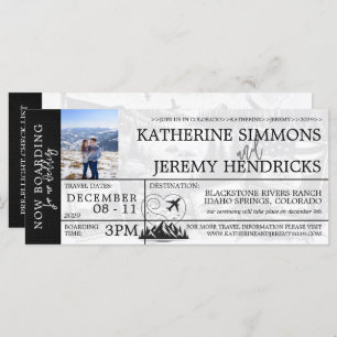 Black Colorado Wedding Boarding Pass Einladung