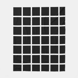 Black colored square pattern and white borders fleecedecke