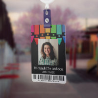 Black Colorful Crayons Barcode School Lehrer ID