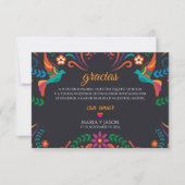 Black Colorful Floral Nuestra Boda Spanish Wedding Dankeskarte (Vorderseite)