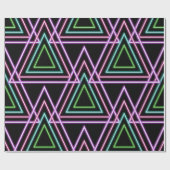 Black Colorful Retro 80's Neon Geometric Triangles Geschenkpapier (Flach)