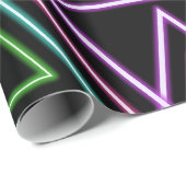 Black Colorful Retro 80's Neon Geometric Triangles Geschenkpapier (Rolleneckpunkt)