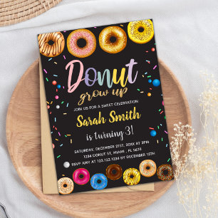 Black Colors Donut Birthday Einladungen