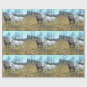 Black Colt White Horse Geschenkpapier (Flach)