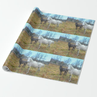 Black Colt White Horse Geschenkpapier