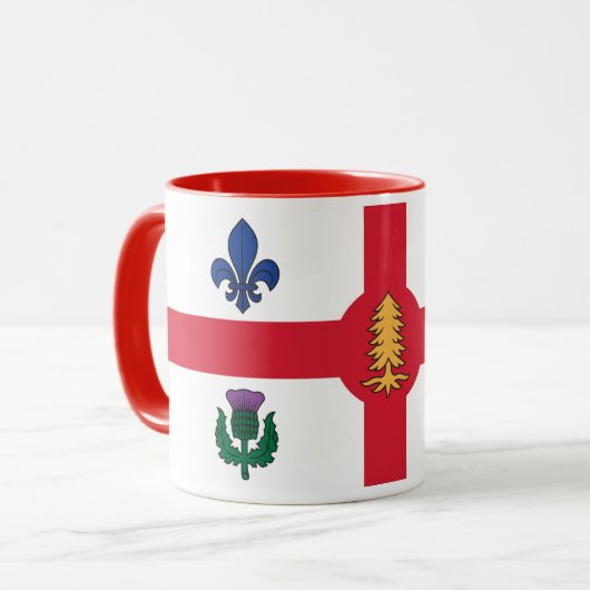 Black Combo Mug with flag of Montreal, Quebec Tasse (Vorderseite Links)