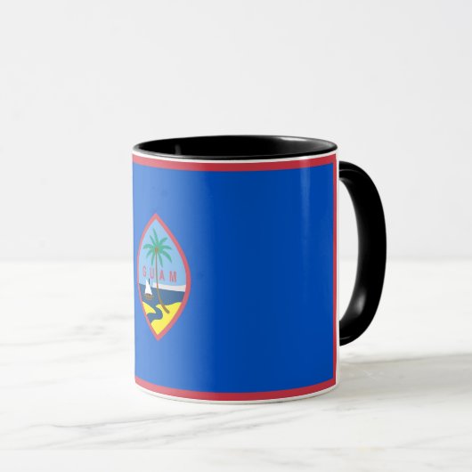Black Combo Tasse mit der Flagge von Guam, USA (VorderseiteRechts)