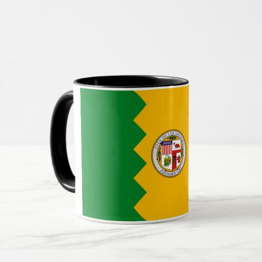 Black Combo Tasse mit der Flagge von Los Angeles, (Vorderseite Links)