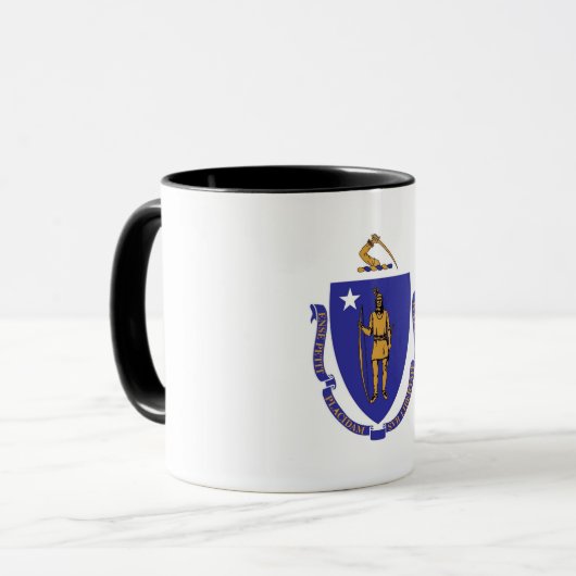 Black Combo Tasse mit der Flagge von Massachusetts (Vorderseite Links)