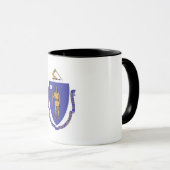 Black Combo Tasse mit der Flagge von Massachusetts (VorderseiteRechts)