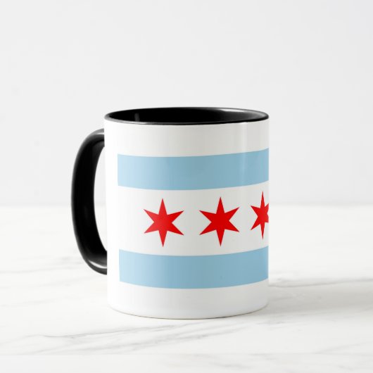 Black Combo Tasse mit Flagge Chicagos, USA (Vorderseite Links)