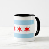 Black Combo Tasse mit Flagge Chicagos, USA (VorderseiteRechts)