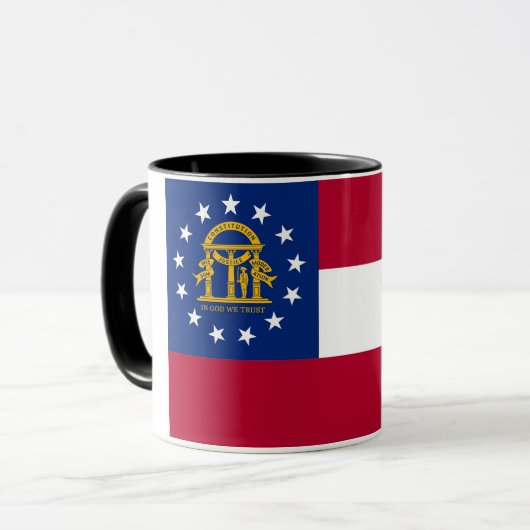 Black Combo Tasse mit georgischer Flagge, USA (Vorderseite Links)