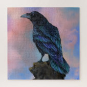 Black Common Raven bei Sunset Jigsaw Puzzle (Vertikal)