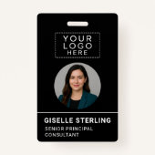 Black Company Photo ID Logo Name Tag Custom Ausweis (Vorderseite)