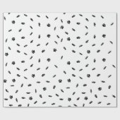 Black Confetti Dog Paw Print Muster Custom Geschenkpapier (Flach)