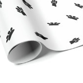 Black Confetti Dog Paw Print Muster Custom Geschenkpapier (Rolleneckpunkt)