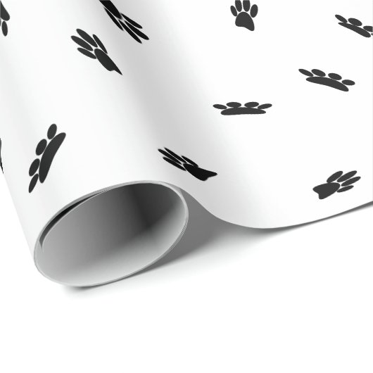 Black Confetti Dog Paw Print Muster Custom Geschenkpapier (Rolleneckpunkt)