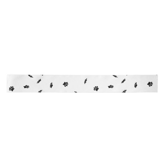 Black Confetti Dog Paw Print Muster Custom Satinband (Vorderseite)