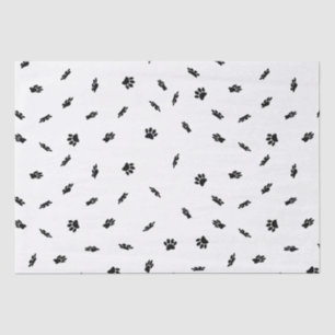 Black Confetti Dog Paw Print Muster Custom Seidenpapier