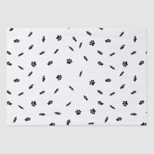 Black Confetti Dog Paw Print Muster Custom Seidenpapier (Vorderseite)