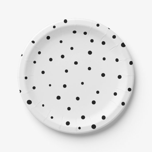 Black Confetti Dots Moderne Paper Teller (Vorderseite)