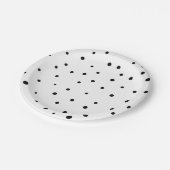Black Confetti Dots Moderne Paper Teller (Schrägansicht)