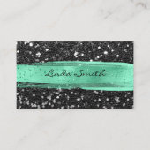 Black Confetti Glitter Mint Green Brush Strokes Visitenkarte (Vorderseite)