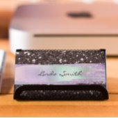 Black Confetti Glitzer Iridescent Brush Strokes Visitenkarte