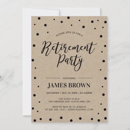 Black Confetti & Kraft | Modernes Party für die Al Einladung (Vorderseite)