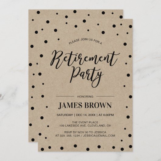 Black Confetti & Kraft | Modernes Party für die Al Einladung (Vorne/Hinten)