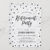 Black Confetti & Marble | Modernes Party für die A Einladung (Vorne/Hinten)