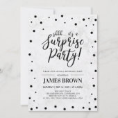 Black Confetti & Marble Surprise Retirement Party Einladung (Vorderseite)