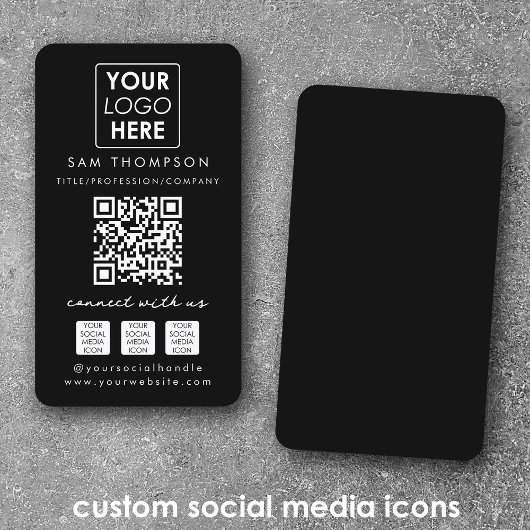 Black Connect mit dem QR-Logo der US Social Media Visitenkarte