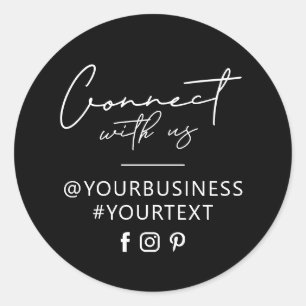 Black Connect mit uns Instagram Paketaufkleber Runder Aufkleber