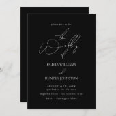 Black Contemporary Calligraphy Simple Wedding Einladung (Vorne/Hinten)