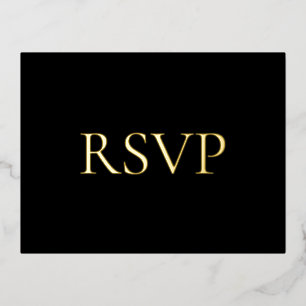 Black Contemporary Luxe Wedding RSVP Folien Feiertagspostkarte