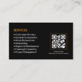 Black Contractor Services QR-Code Visitenkarte (Rückseite)