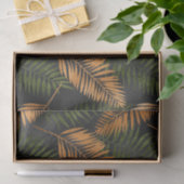 Black Copper Brown Palm Tree Leaf Glam Tropical Seidenpapier (Geschenk)