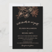 Black Copper Floral | Goth Wedding Einladung (Vorderseite)