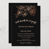 Black Copper Floral | Goth Wedding Einladung (Vorne/Hinten)