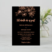 Black Copper Floral | Goth Wedding Folieneinladung (Stehend vorne)