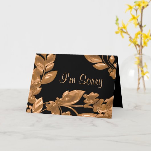 Black & Copper Garden Ich bedaure Karte (Gelbe Blume)