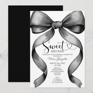 Black Coquette Bow 16. Geburtstag Einladung