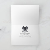 Black Coquette Bow Baby Dusche Dankeskarte (Innenseite)